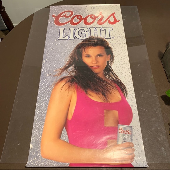 Vintage 1990 Coors Light Swimsuit Model Poster 35x16.5” - Picture 1 of 7